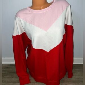 Torrid Sweatshirt Womens Plus 2X Pink Red Colorblock Super Soft Fleece Pullover